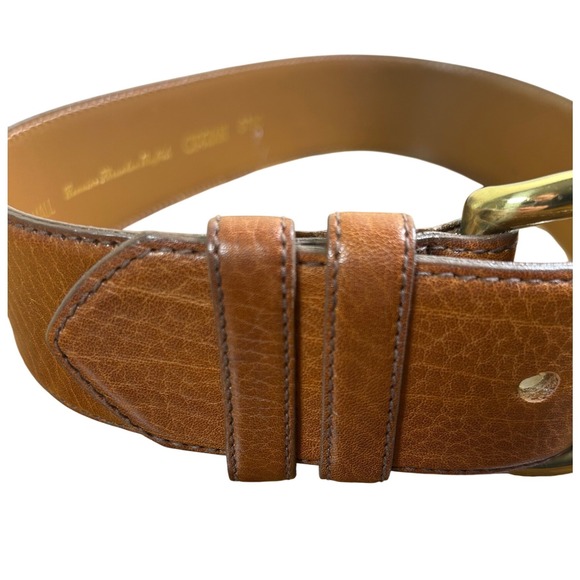 Cipriani Italian Leather Wide Belt Brown Brass Buckle Small Minimalist Classic - Picture 5 of 10